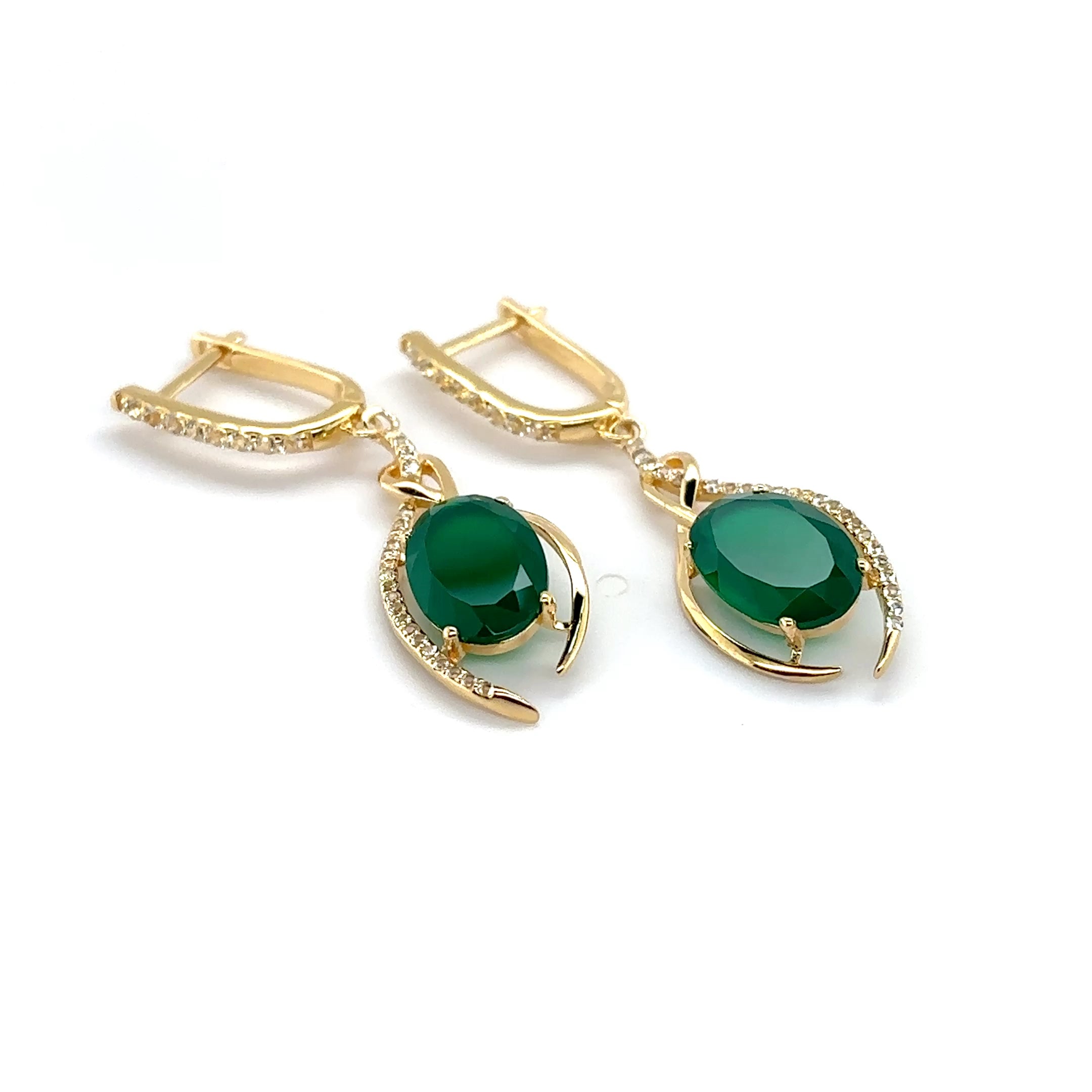 Natural Green Agate Sterling Silver Earrings