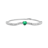 Columbian Created Emerald Heart Bracelet