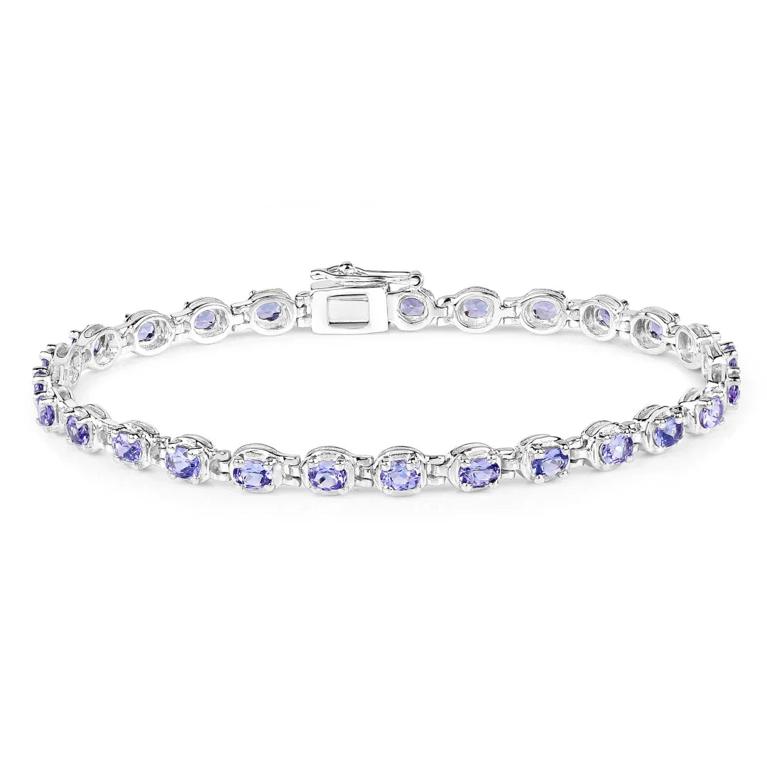 Genuine Tanzanite Tennis Silver Bracelet