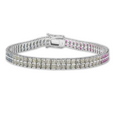 Genuine Multi sapphire Silver Tennis Bracelet