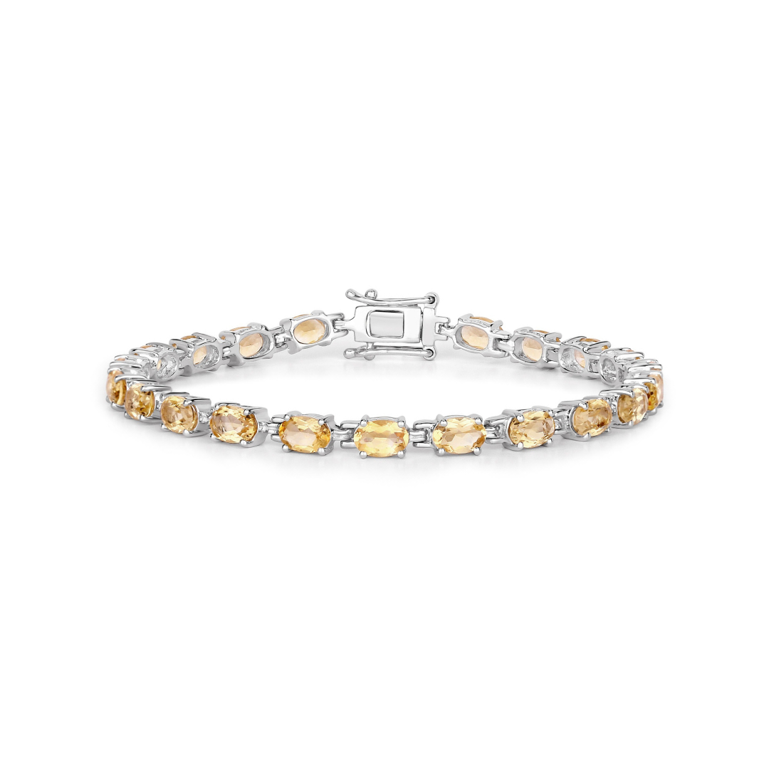 Genuine Citrine Sterling Silver Bracelet