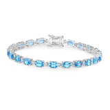 Genuine Swiss Blue Topaz Tennis Bracelet