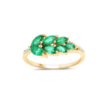 14K Zambian Emerald And Diamond Cluster Ring