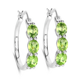 Genuine Green Peridot Hoop Earrings