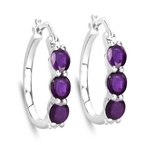 Genuine Purple Amethyst and Diamond Earrings