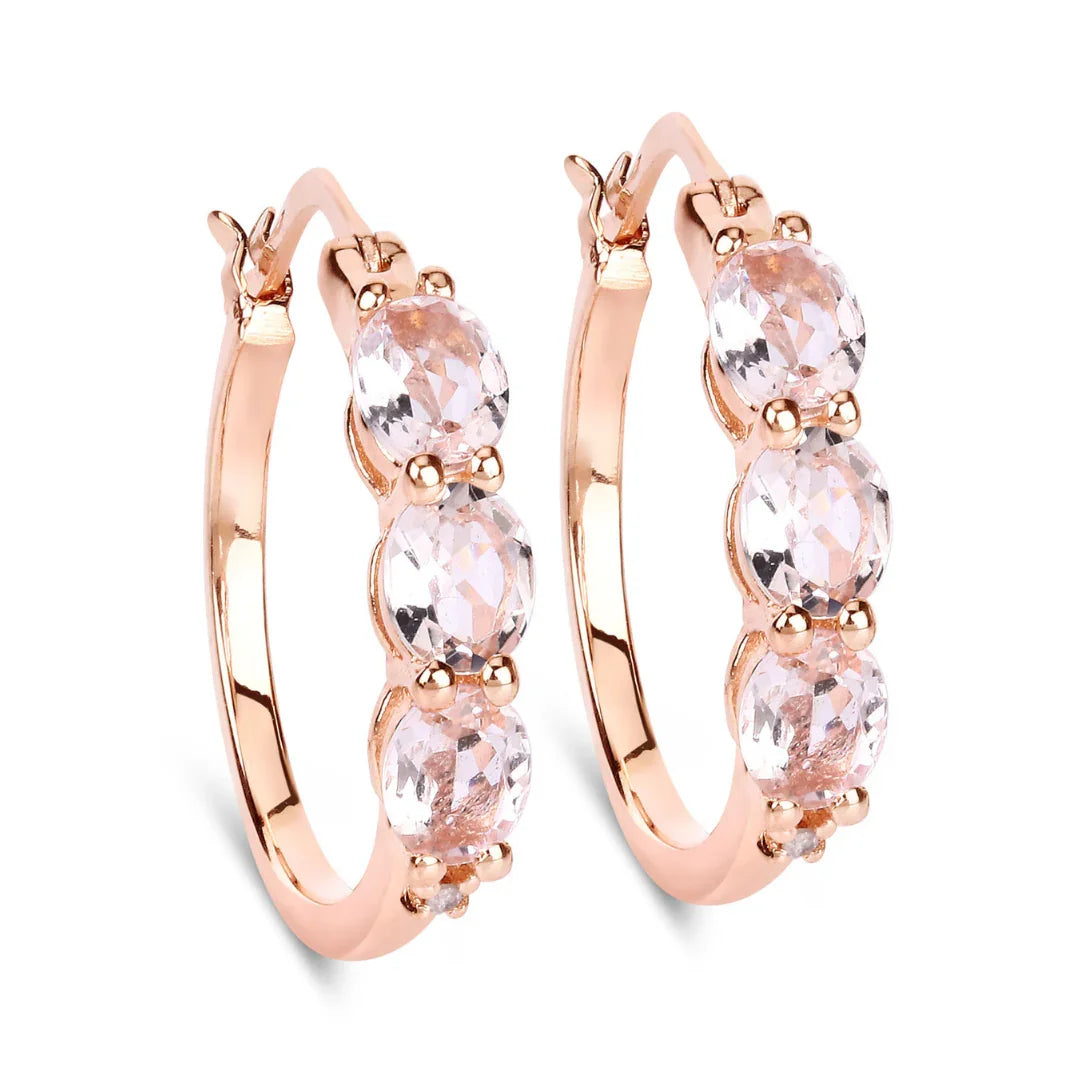 Genuine Pink Morganite and Diamond Earrings