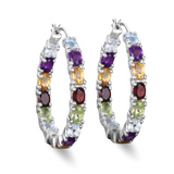 Multi Stone Hoop Earrings