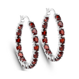 Genuine Garnet Hoop Earrings