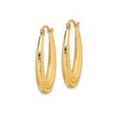 10K Yellow Gold Oval Hollow Hoop Earrings