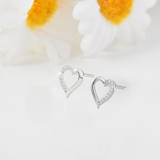 14k White Gold Diamond Earrings Open Heart earrings Anniversary Gift For Women
