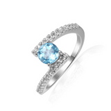 Natural Blue Topaz Solitiare Ring, round topaz ring, wedding ring design