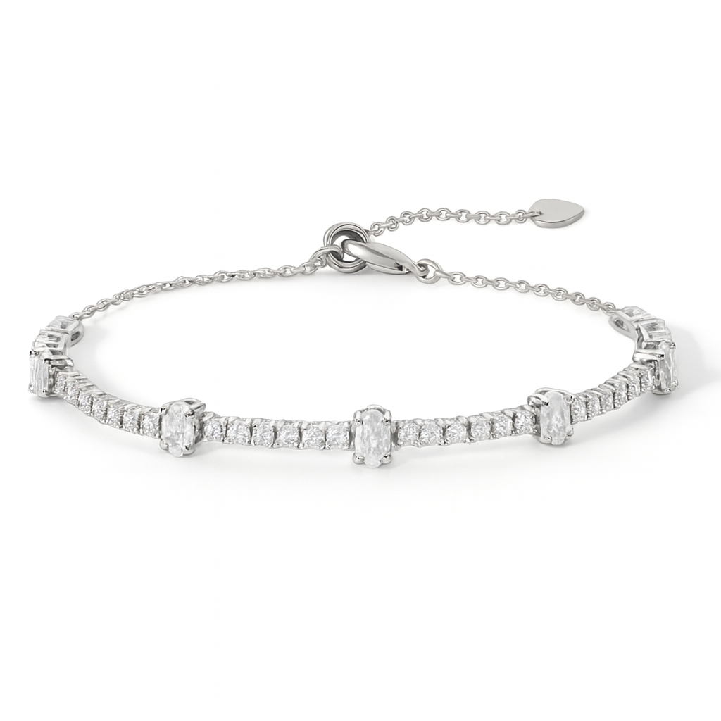 Bracelet ajustable en zircon blanc