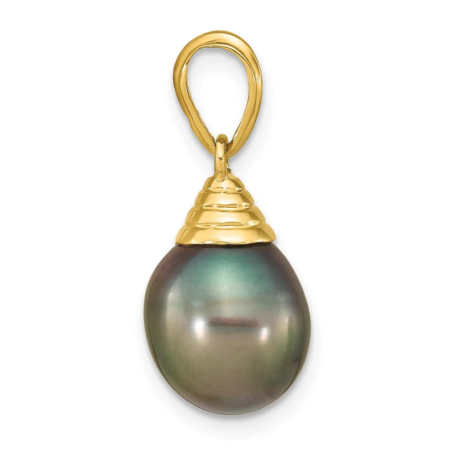 14k Gold Black Teardrop Tahitian Pearl Pendant Fine Color Jewels QG, tahiti pearl pendant, tahitian black pearl pendant, tahitian pendant
