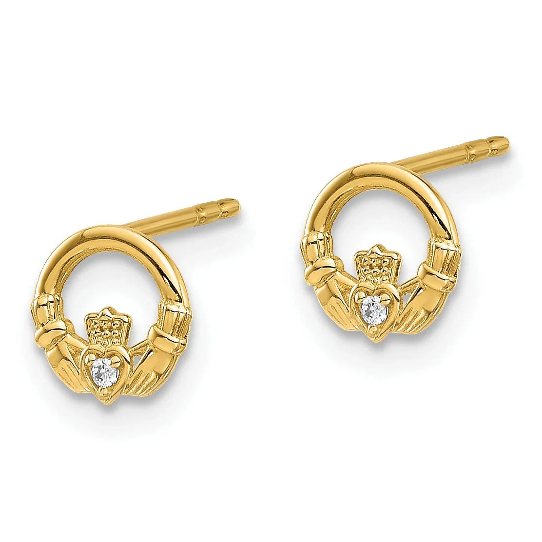 14K Gold Claddagh Post Stud Earrings Fine Color Jewels best first mothers day gift, claddagh earrings, claddagh stud earrings, first mothers day gift ideas, first mothers day gift ideas from husband, first time mothers day gifts, gold claddagh earrings, gold Jewelry, irish claddagh earrings, Mother's Day Gift Ideas for Wife from Husband, mother's day gifts for first time moms, Mother's Day Gifts from Husband, QG