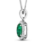 14K White Gold Zambian Emerald halo Pendant