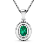 14K White Gold Zambian Emerald halo Pendant