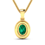 14K Yellow Gold Zambian Emerald Diamond Pendant