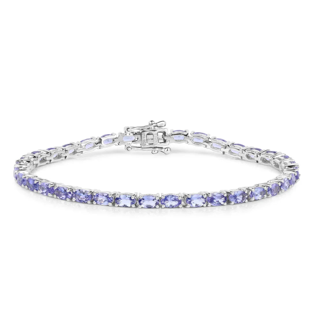 Natural Purple Tanzanite Silver Tennis Bracelet