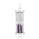 Natural Amethyst Hourglass Pendant Necklace