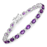 Natural Amethyst Silver Tennis Bracelet