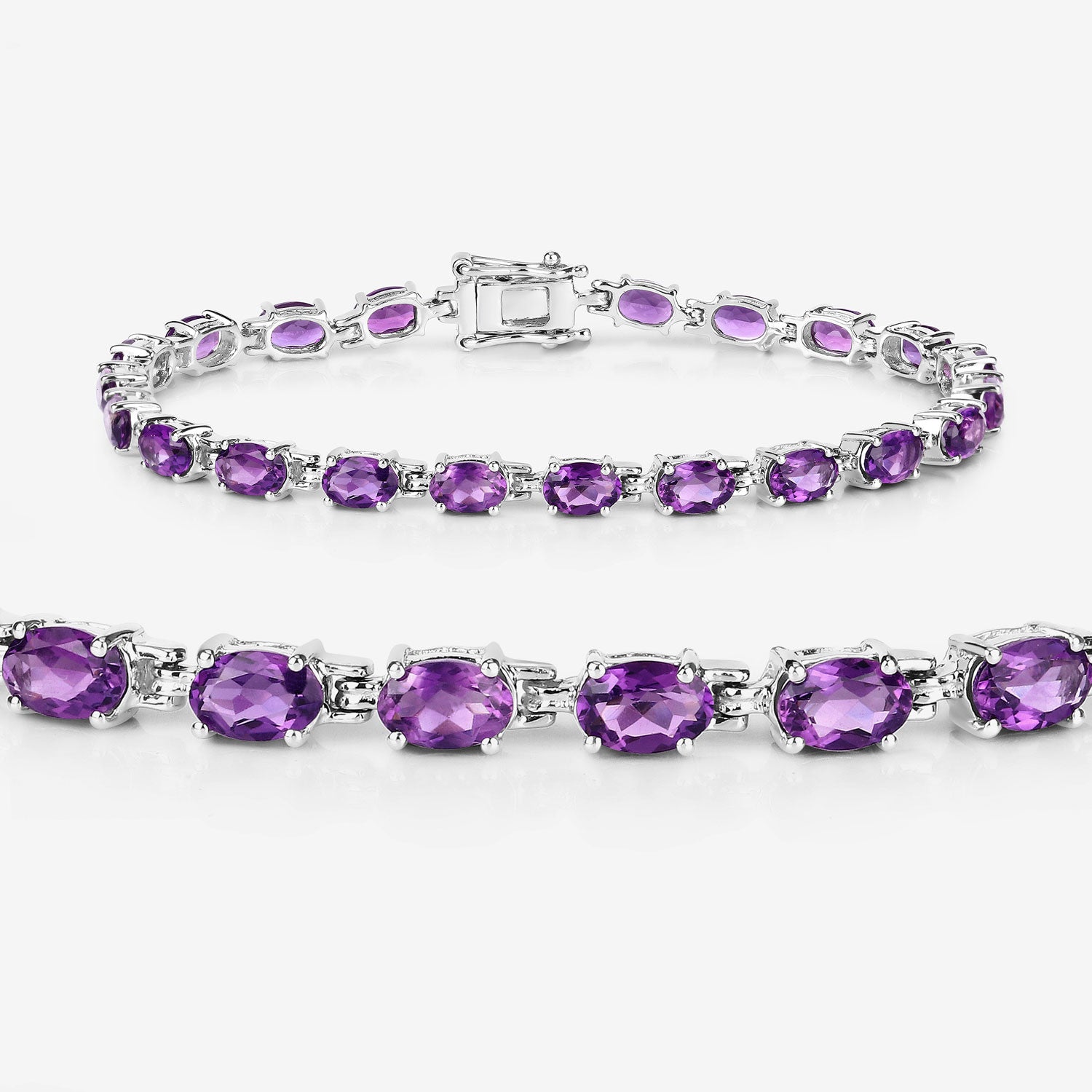 Natural Purple Amethyst Silver Tennis Bracelet Womens