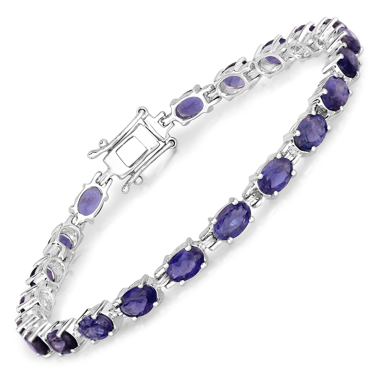 Genuine Iolite Silver Tennis Bracelet