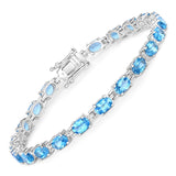 Genuine Swiss Blue Topaz Tennis Bracelet