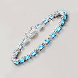 Genuine Swiss Blue Topaz Tennis Bracelet