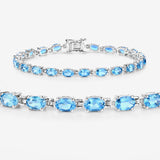 Genuine Swiss Blue Topaz Tennis Bracelet