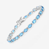 Genuine Swiss Blue Topaz Tennis Bracelet