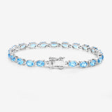 Genuine Swiss Blue Topaz Tennis Bracelet