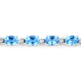 Genuine Swiss Blue Topaz Tennis Bracelet