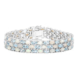 Genuine Opal and Blue Topaz Tennis Bracelet