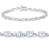 Genuine Aquamarine Tennis Bracelet Silver