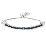 Genuine Blue Sapphire and White Zircon Bolo Bracelet