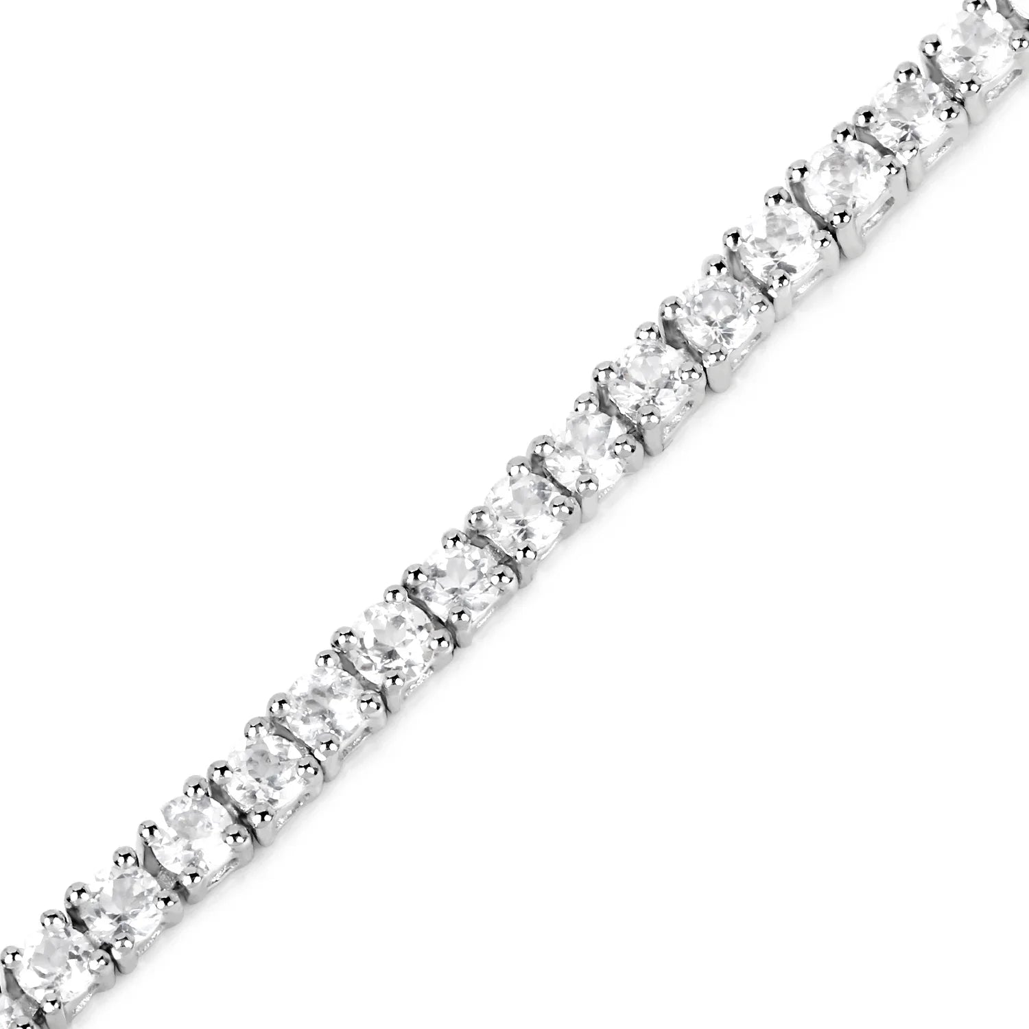 Genuine White Topaz Tennis Bracelet Silver