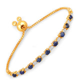 Genuine Blue Sapphire Diamond Bolo Bracelet