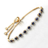 Genuine Blue Sapphire Diamond Bolo Bracelet