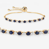 Genuine Blue Sapphire Diamond Bolo Bracelet