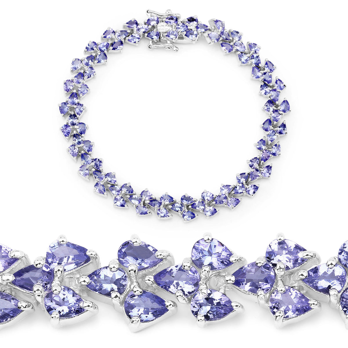 17.01 Cttw Pear Violet Tanzanite Rhodium over Silver Tennis Bracelet
