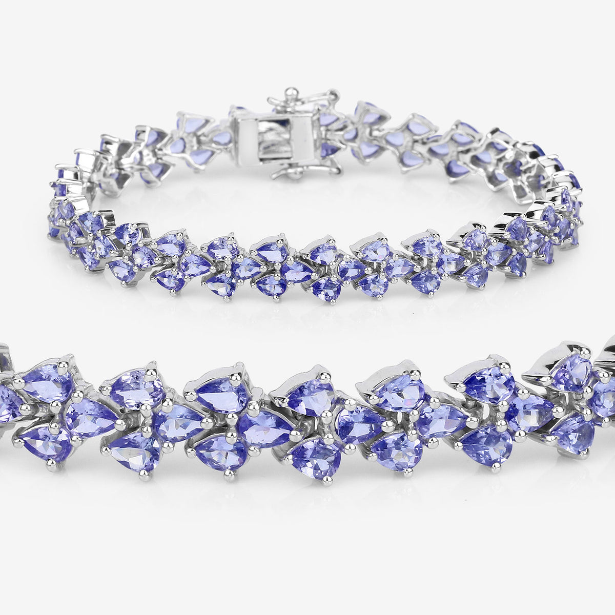 17.01 Cttw Pear Violet Tanzanite Rhodium over Silver Tennis Bracelet
