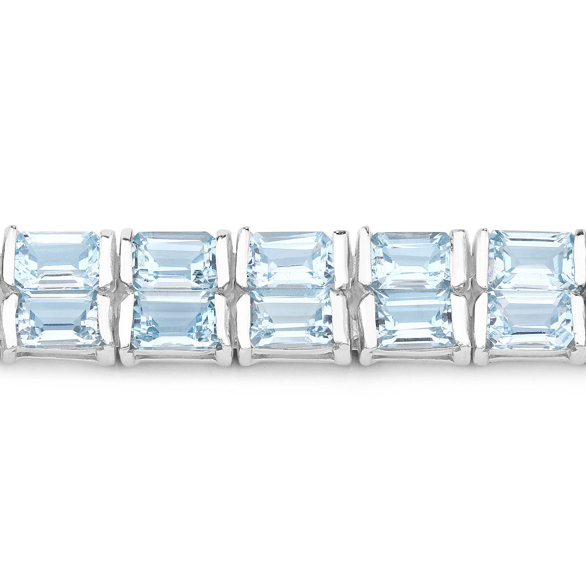 28.80 Cttw Octagon Blue Topaz Rhodium over Silver Tennis Bracelet