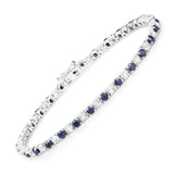 Natural Blue Sapphire and White Topaz Tennis Bracelet