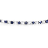 Natural Blue Sapphire and White Topaz Tennis Bracelet