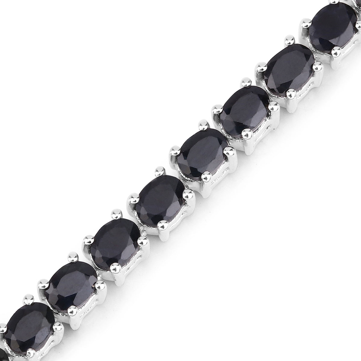 8.82 Cttw Oval Blue Sapphire Rhodium over Silver Tennis Bracelet