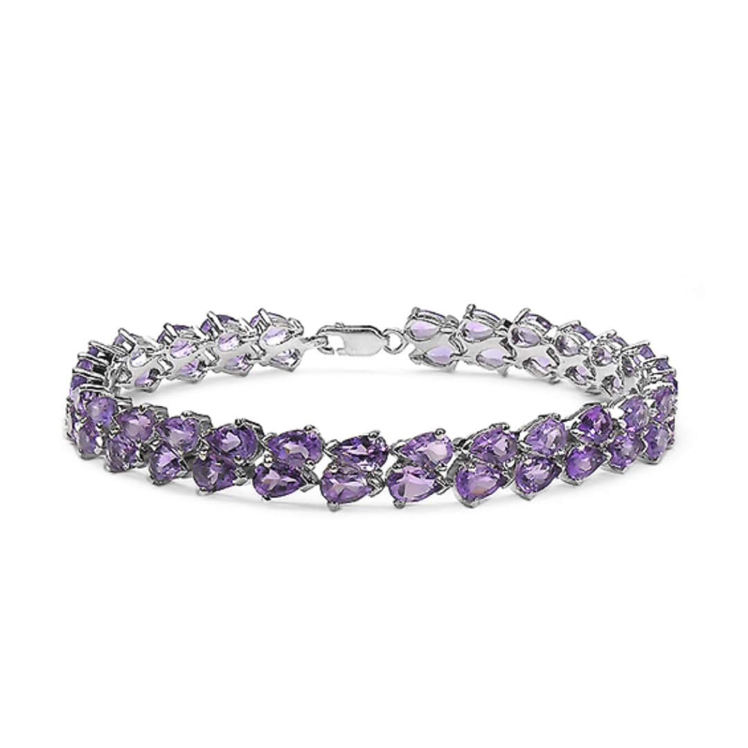Natural Amethyst Tennis Bracelet Sterling Silver Fine Color Jewels