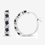 Genuine Blue Sapphire Hoop Earrings