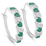 Genuine Green Emerald Hoop Earrings