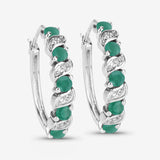 Genuine Green Emerald Hoop Earrings