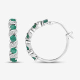 Genuine Green Emerald Hoop Earrings